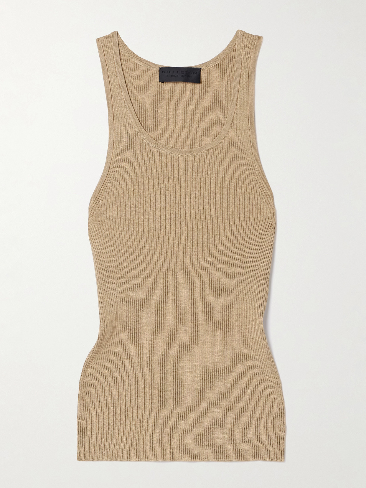 Nili Lotan Lottie Ribbed Silk Tank In Neutrals