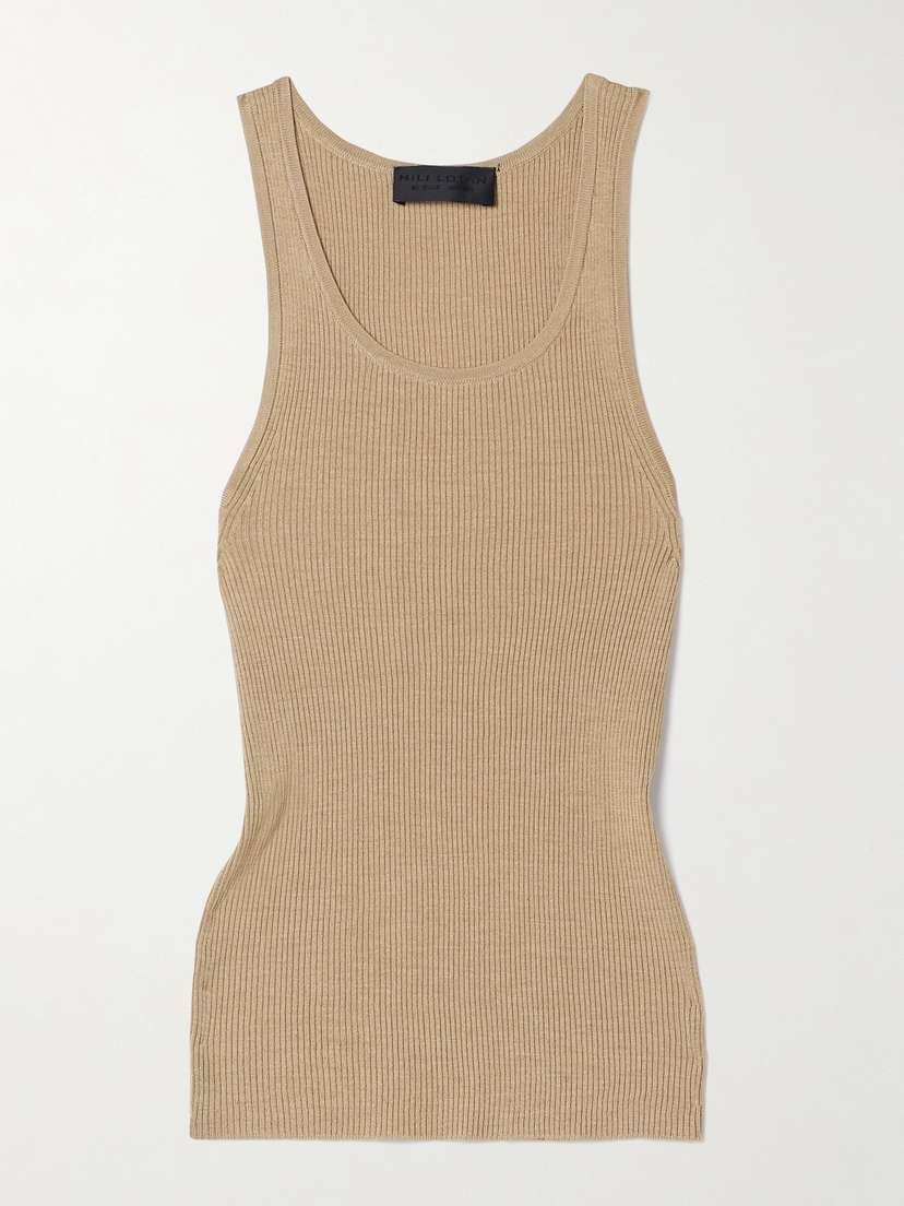 Nili Lotan Lottie Ribbed Silk Tank