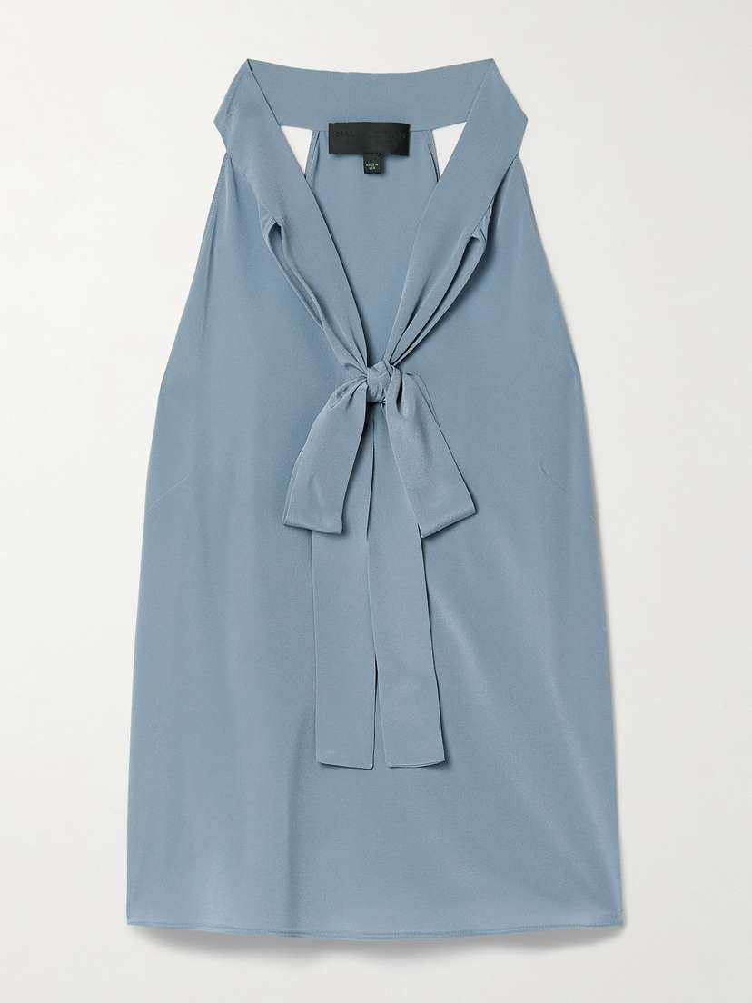 Nili Lotan Zelie Pussy-bow Silk Crepe De Chine Top