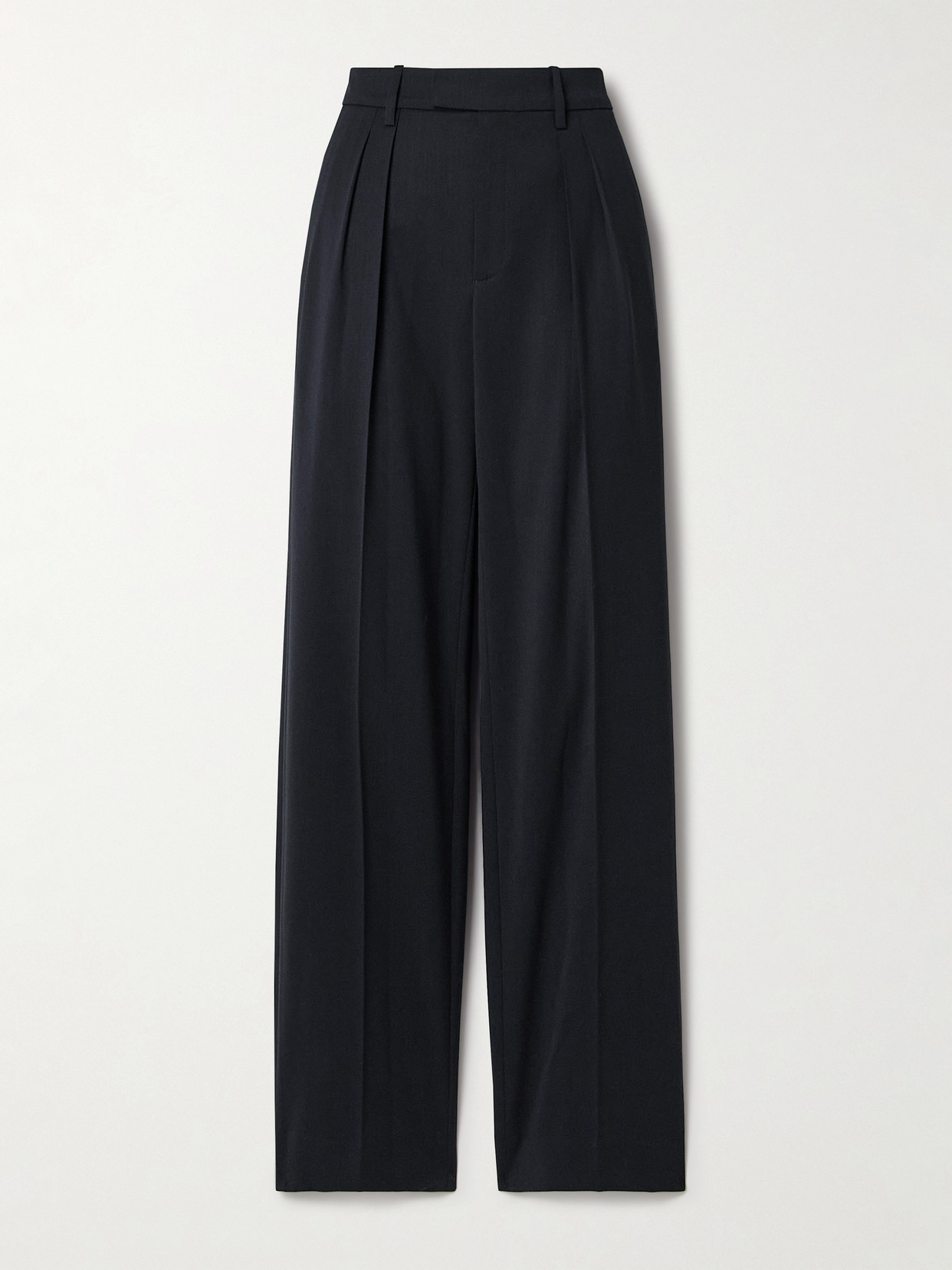 Nili Lotan Alphonse Pleated Wool-blend Twill Straight-leg Trousers In Blue