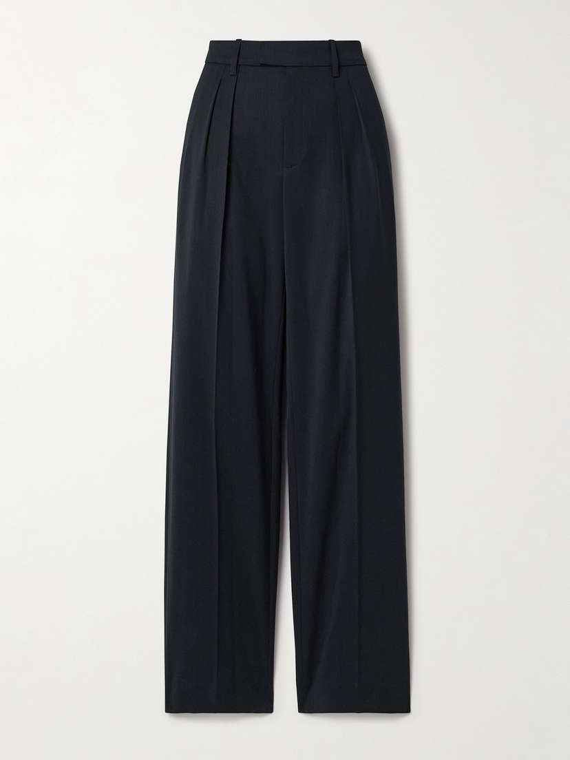 Nili Lotan Alphonse Pleated Wool-blend Twill Straight-leg Pants