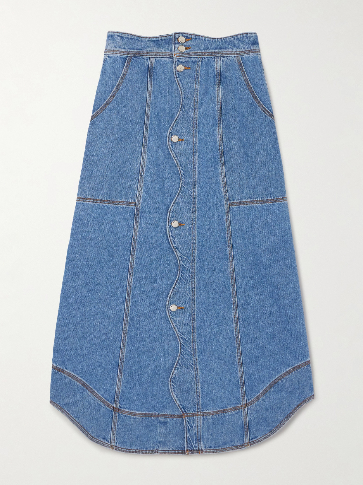 FARM RIO DENIM MIDI SKIRT