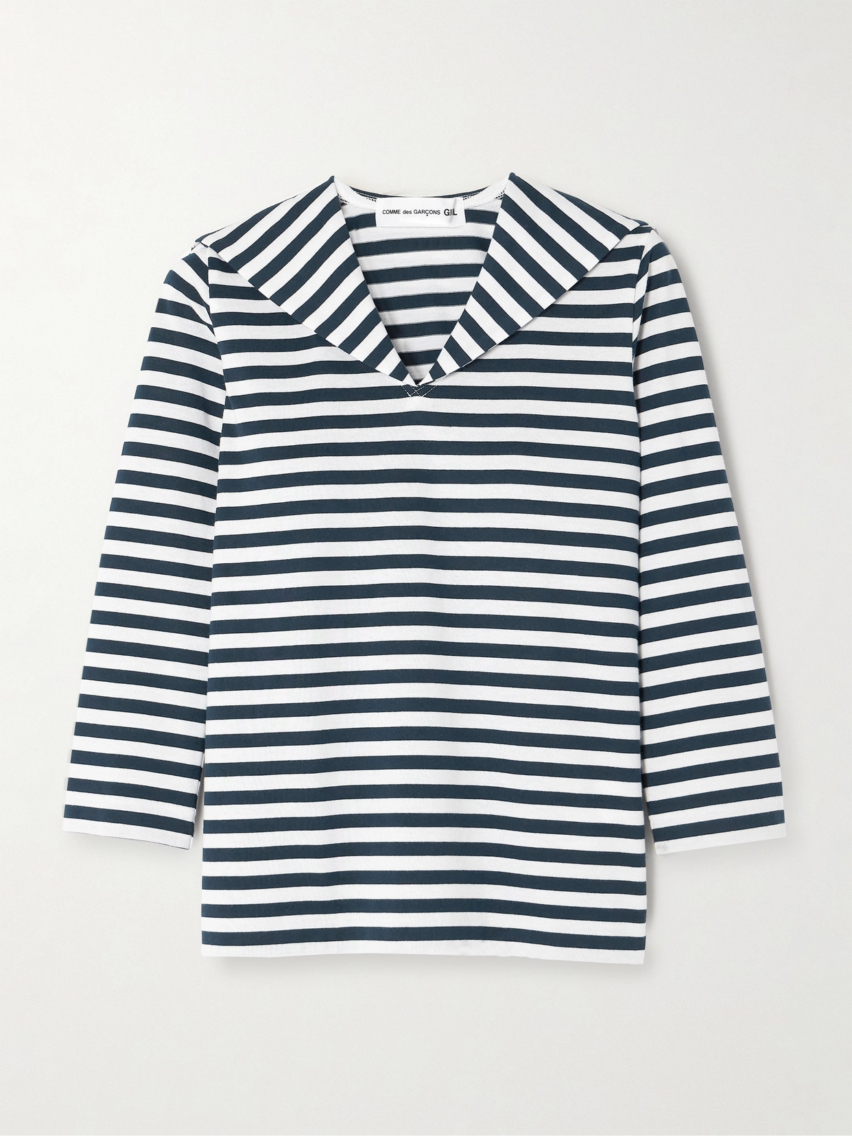 Comme Des Garcons Girl Striped Cotton-jersey Top In Blue