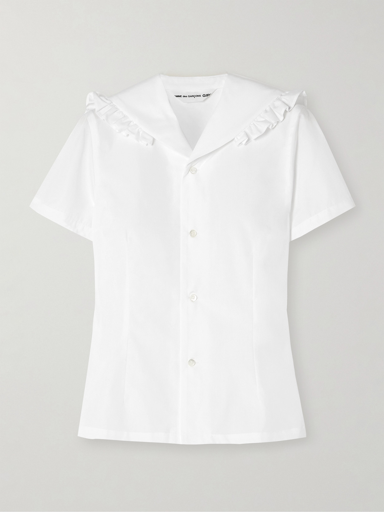 Shop Comme Des Garcons Girl Ruffled Cotton-poplin Shirt In White