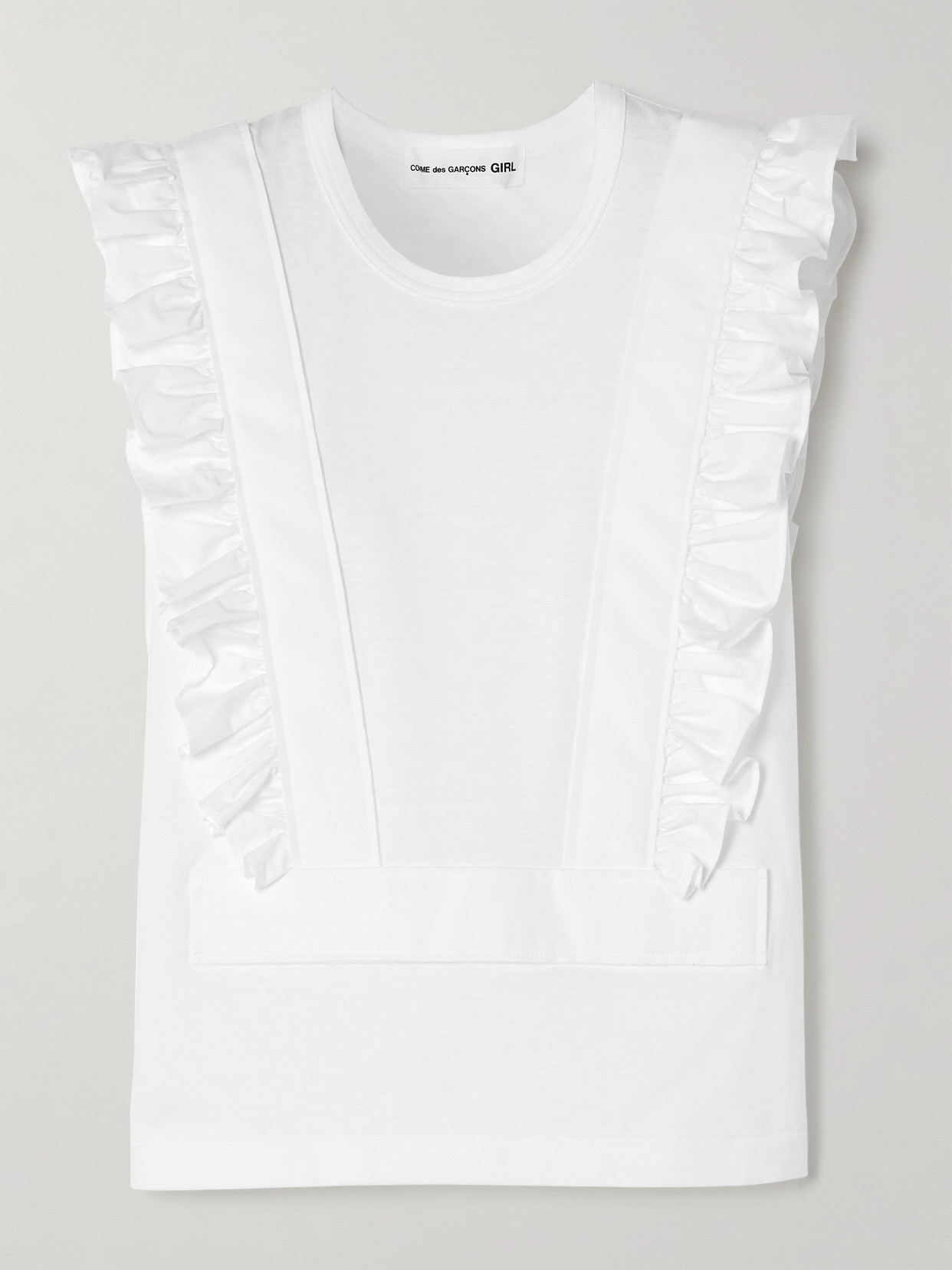 Shop Comme Des Garcons Girl Ruffled Poplin-trimmed Cotton-jersey Tank In White