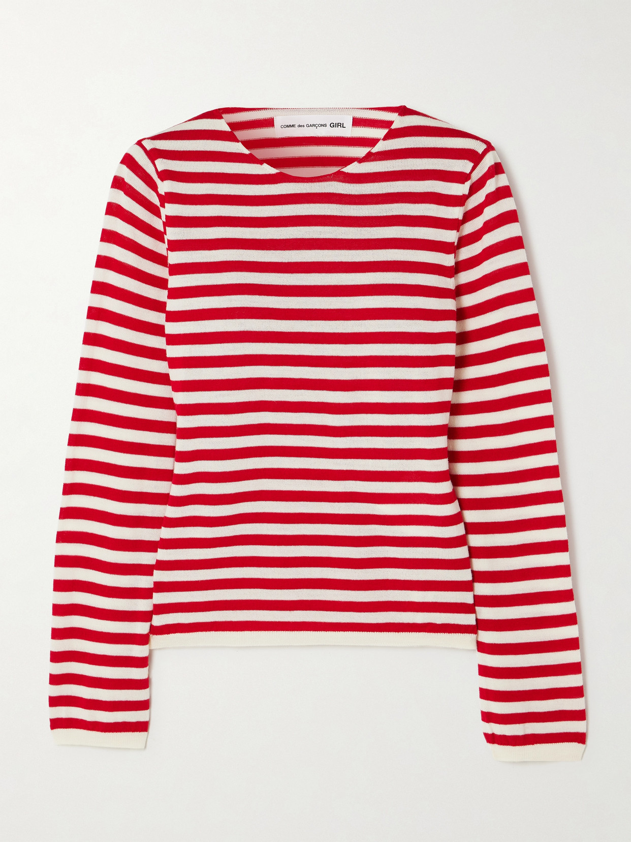 Comme Des Garcons Girl Striped Wool Sweater In Red