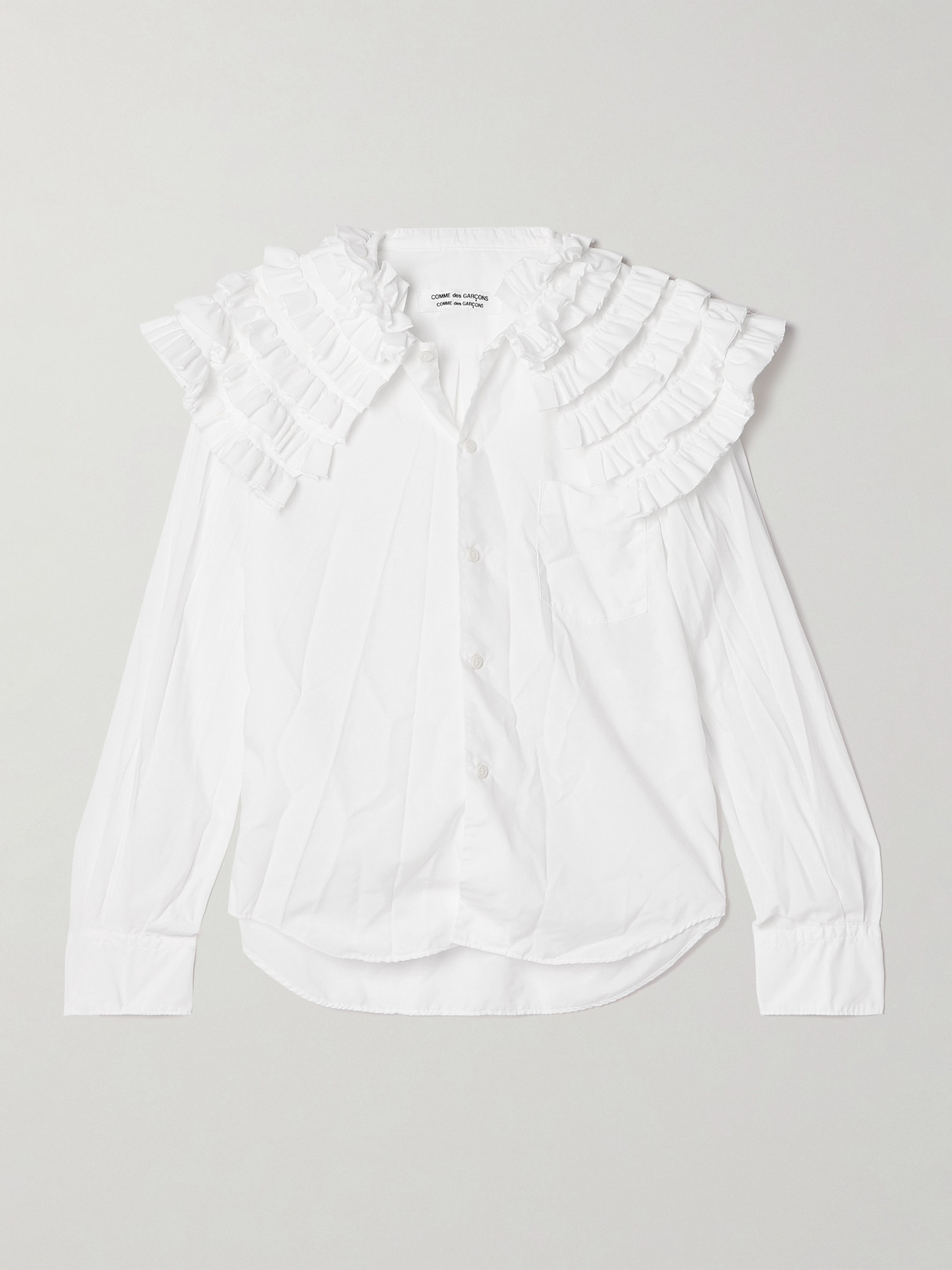 Comme Des Garçons Comme Des Garçons Ruffled Voile Shirt In White