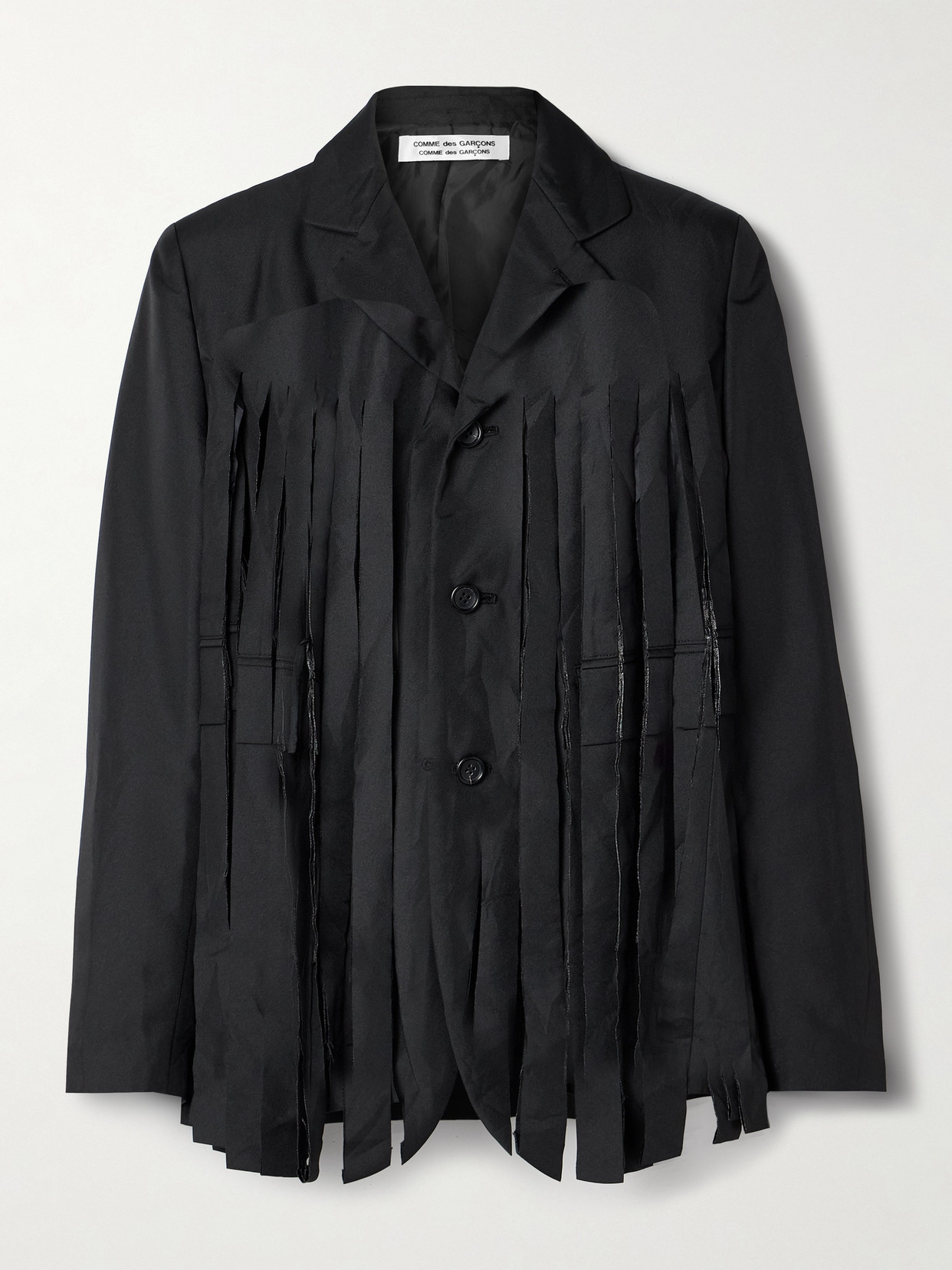 Comme Des Garçons Comme Des Garçons Fringed Twill Blazer In Black