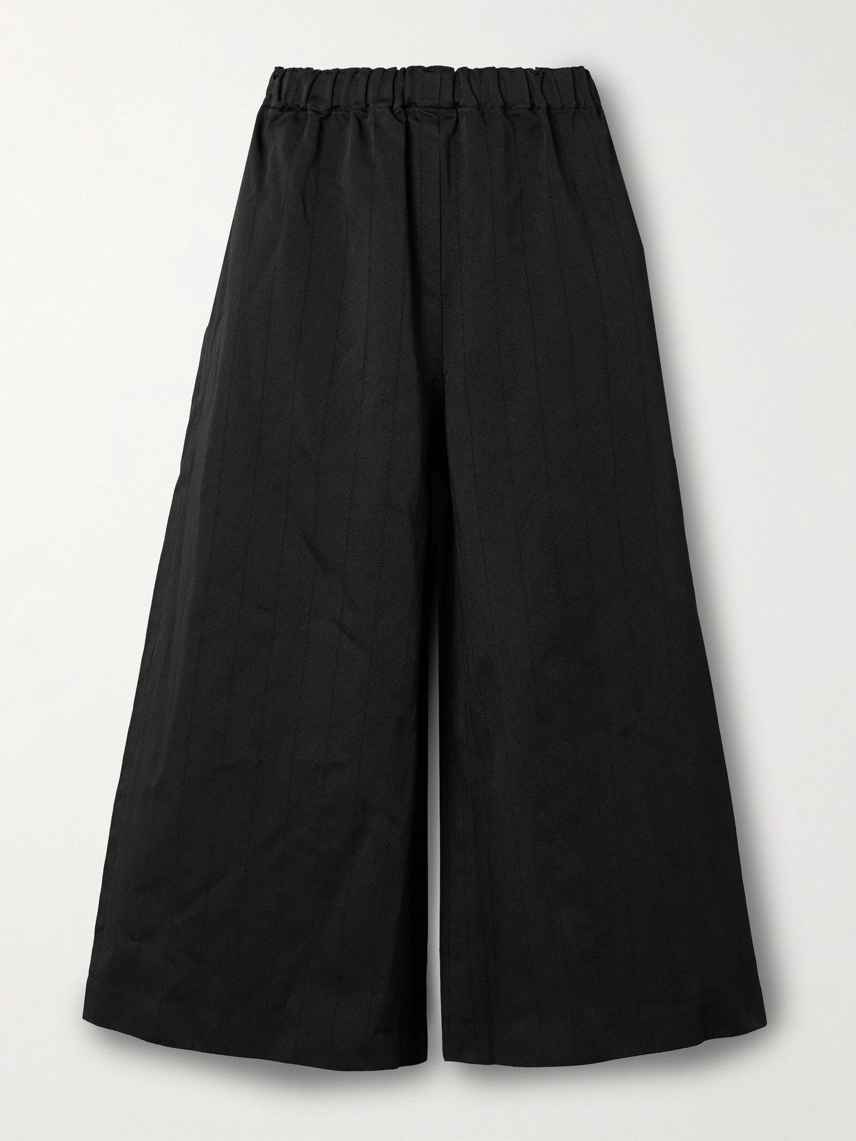 Comme Des Garçons Comme Des Garçons Cropped Striped Twill Wide-leg Pants In Black