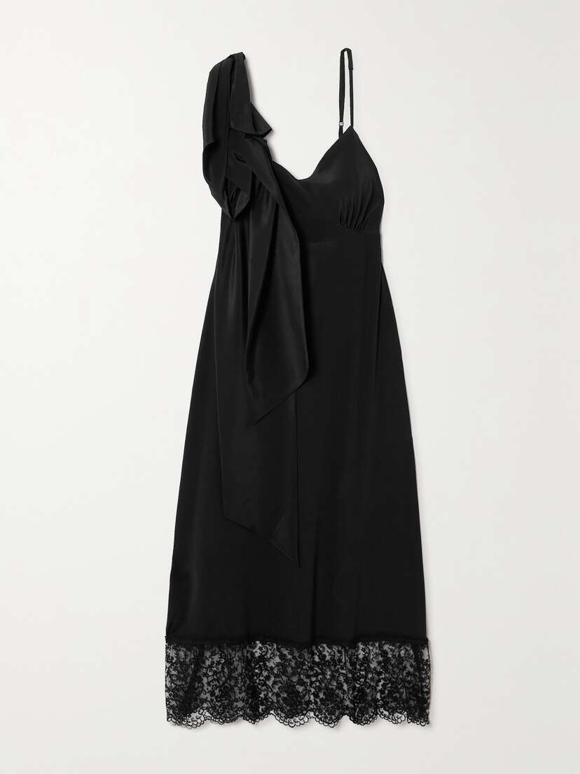 Simone Rocha Lace-trimmed Draped Crepe Midi Dress