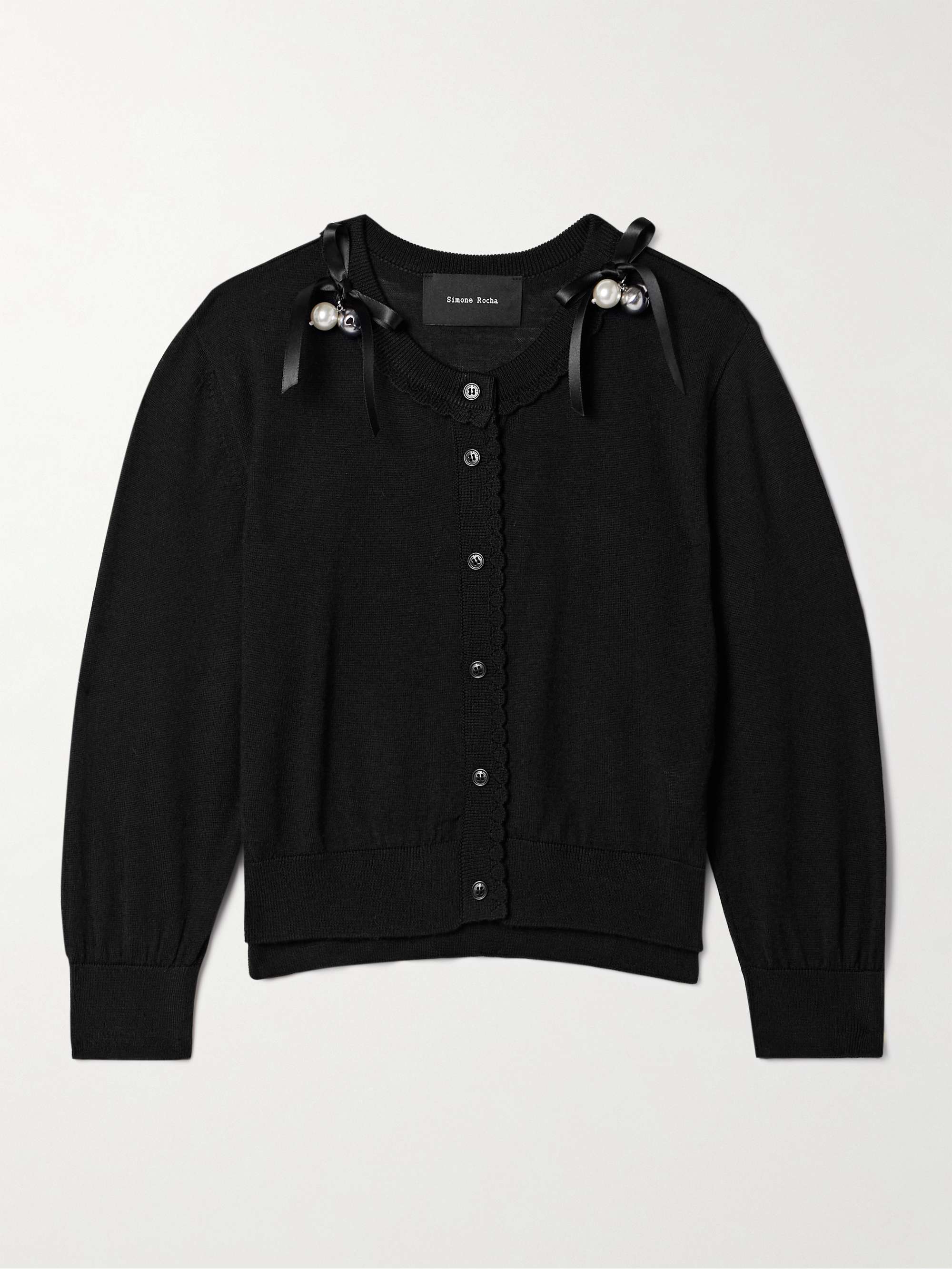 SIMONE ROCHA Embellished merino wool and silk-blend cardigan  
