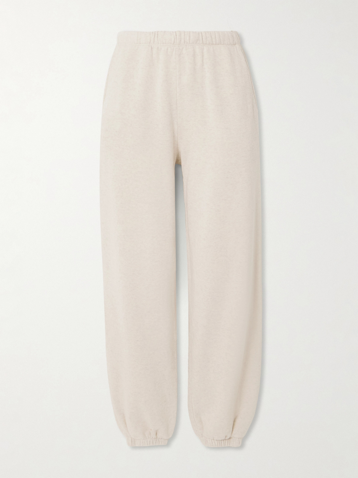 The Elder Statesman Cotton And Cashmere-blend Track Pants In Neutrals