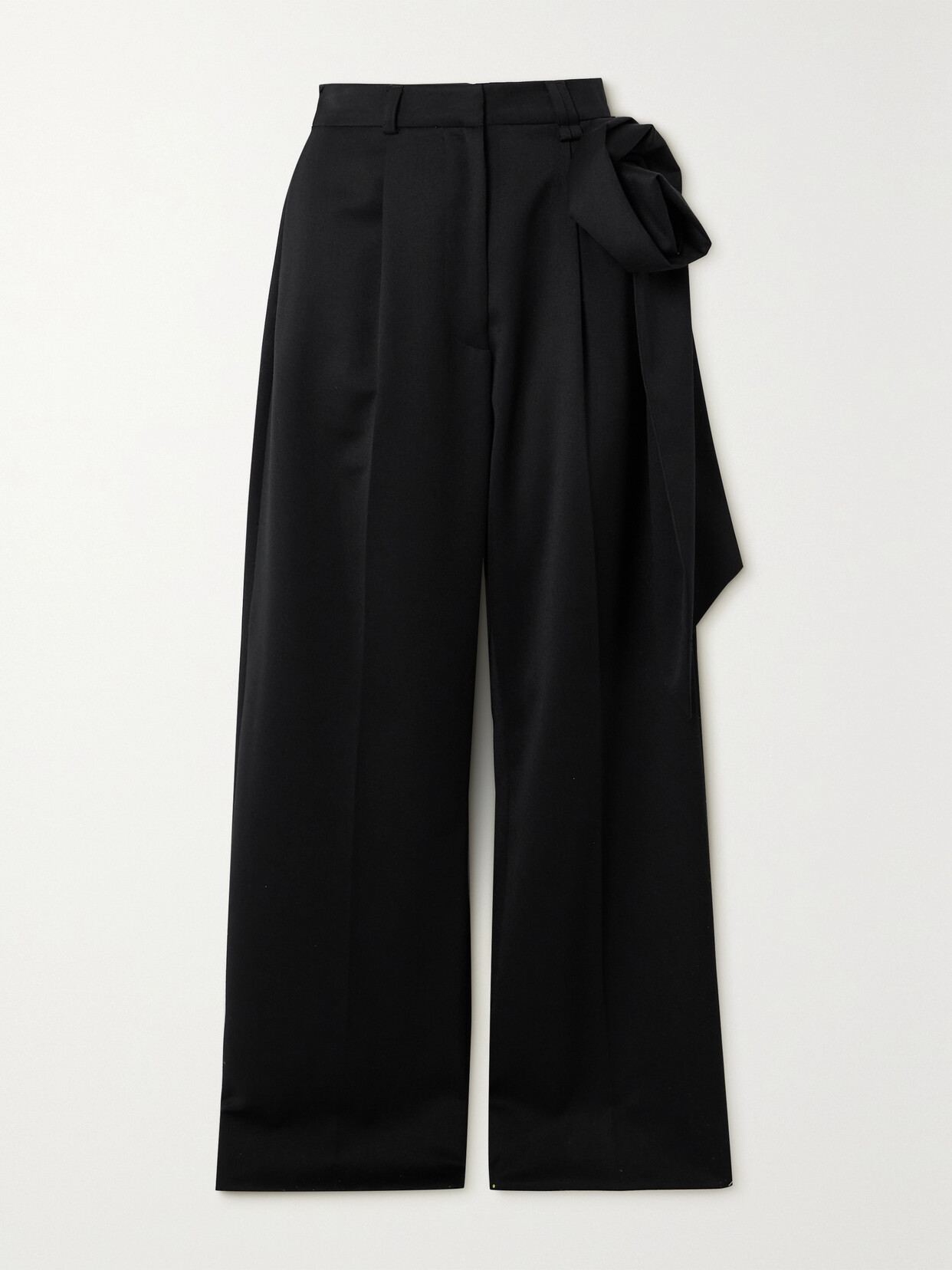 Shop Simone Rocha Appliquéd Pleated Woven Straight-leg Pants In Black