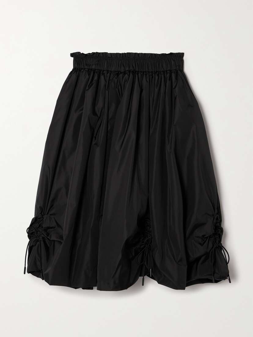 Simone Rocha Bow-detailed Ruched Taffeta Midi Skirt - UK 14