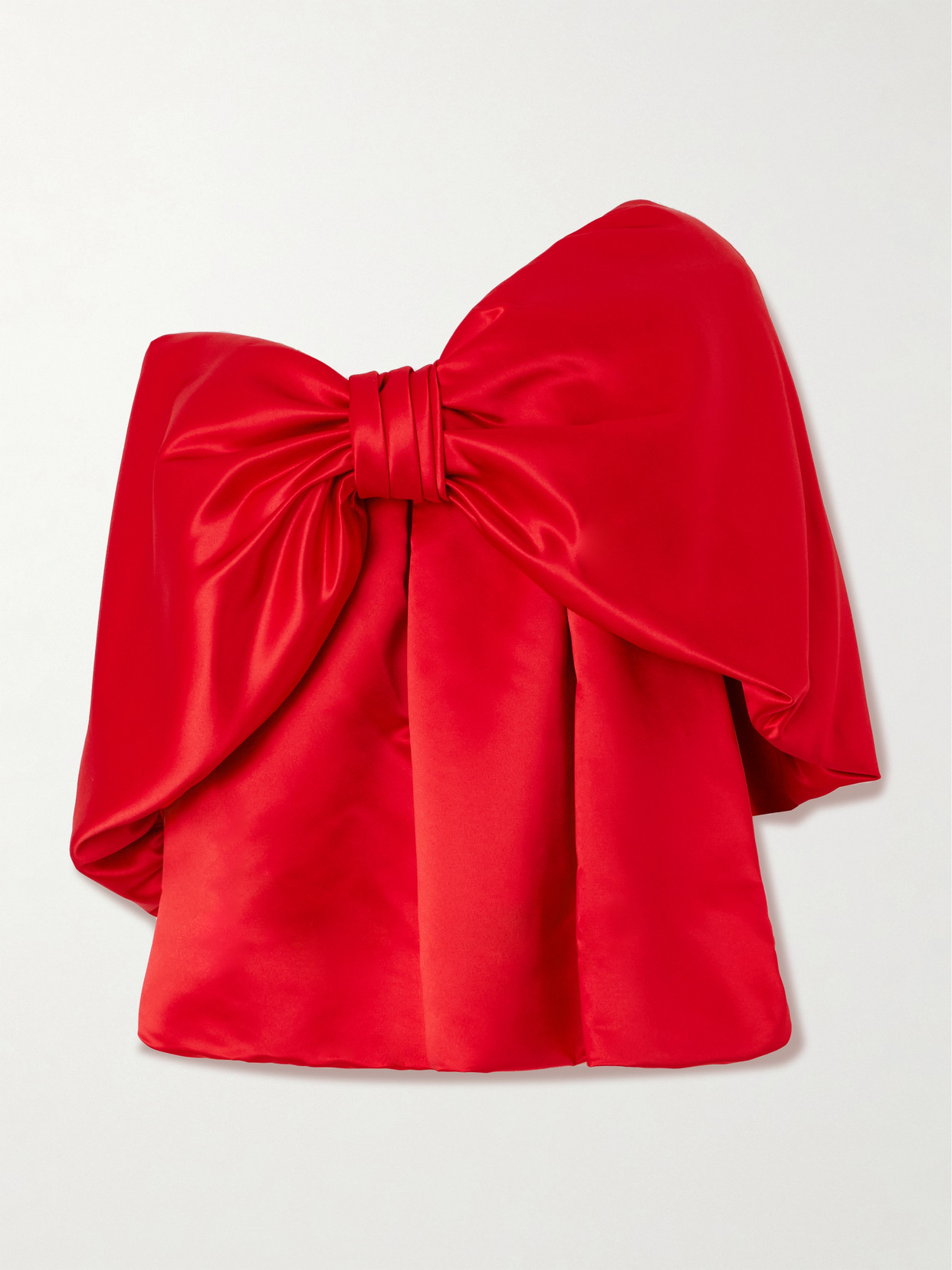 Simone Rocha Off-the-shoulder Bow-embellished Satin Blouse In Red