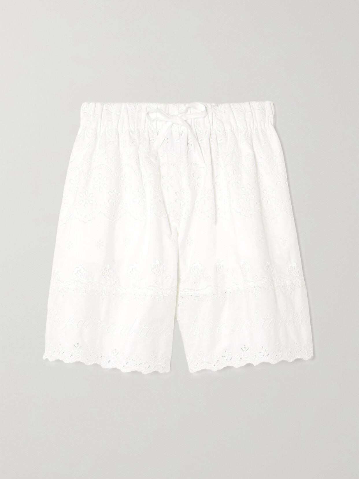 Simone Rocha Scalloped Embroidered Broderie Anglaise Cotton-poplin Shorts In White