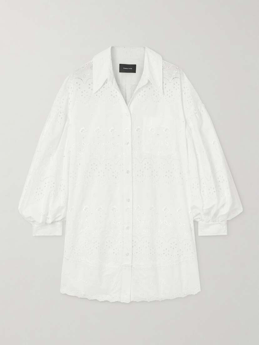 Simone Rocha Broderie Anglaise Cotton Mini Dress - UK 14