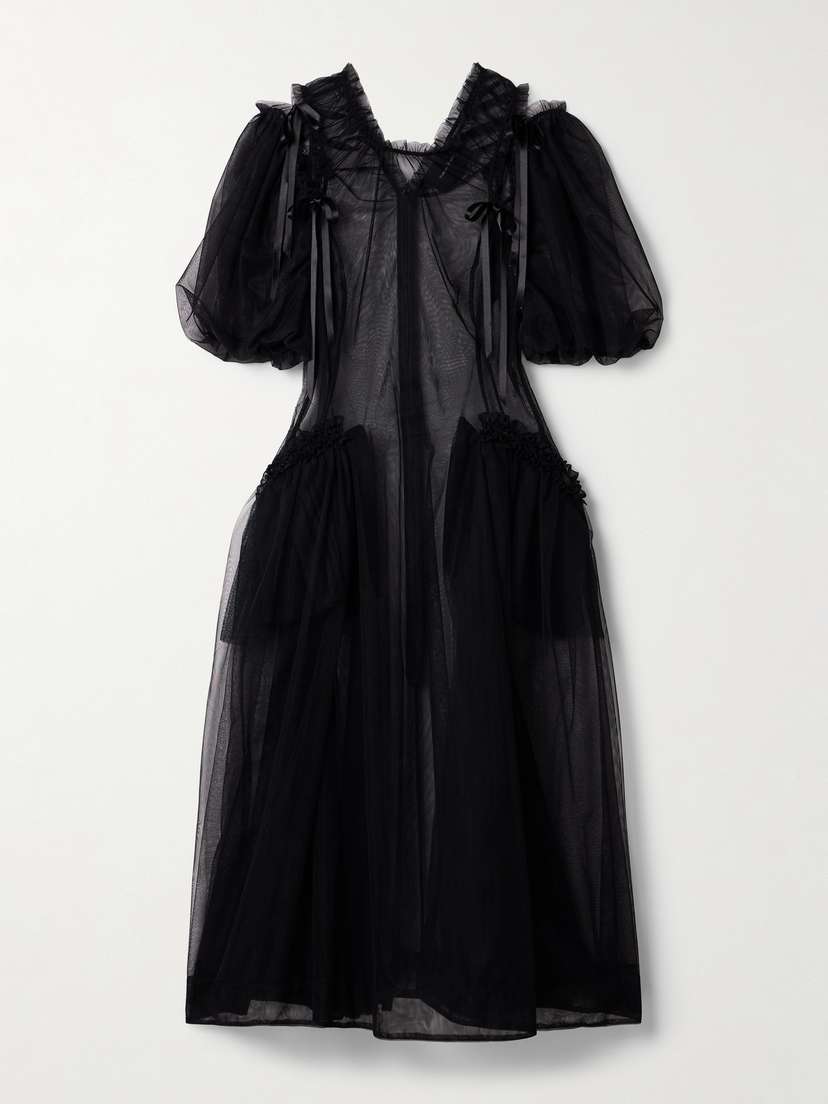 Simone Rocha Bow-detailed Tulle Midi Dress - UK 14