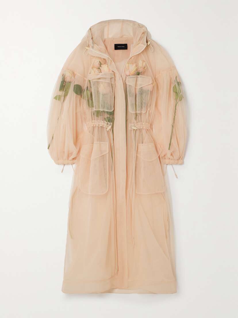 Simone Rocha Floral-embellished Tulle Parka