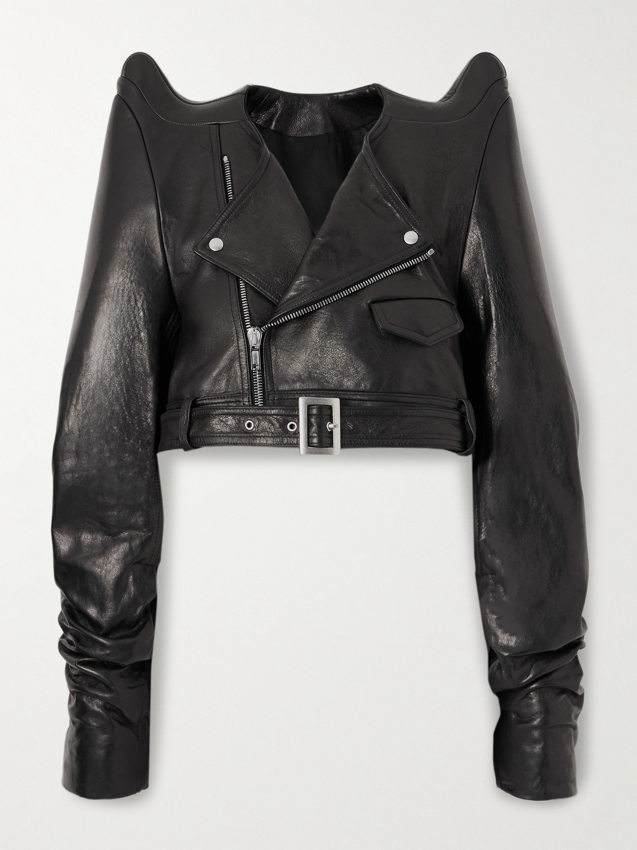 Rick Owens Black Tec Micro Leather Jacket