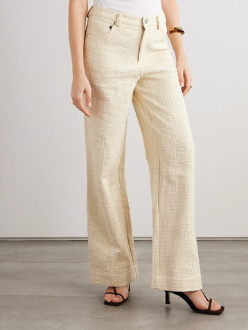 Staud Grayson cotton tweed wide-leg pants