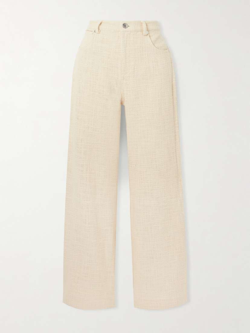 Staud Grayson Cotton Tweed Wide-leg Pants