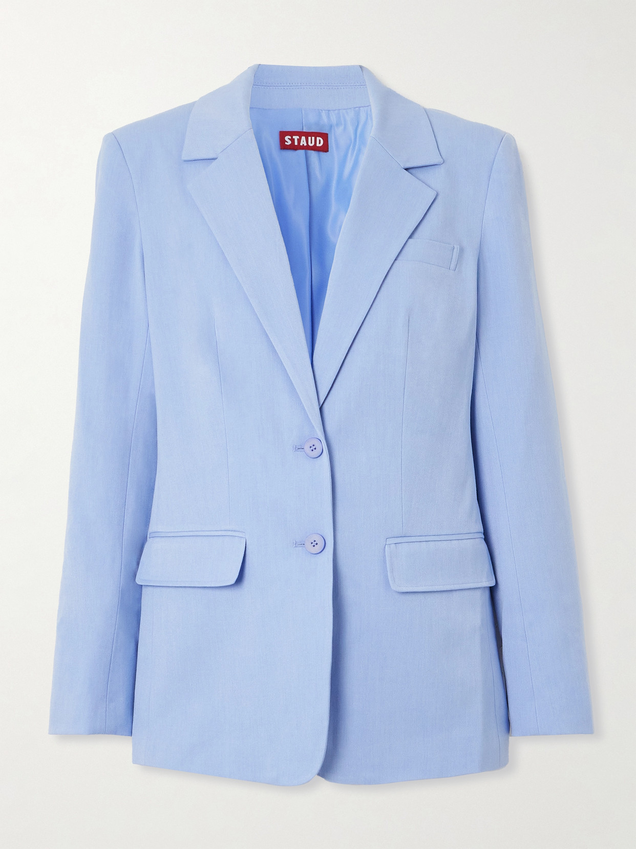 Shop Staud City Twill Blazer In Blue