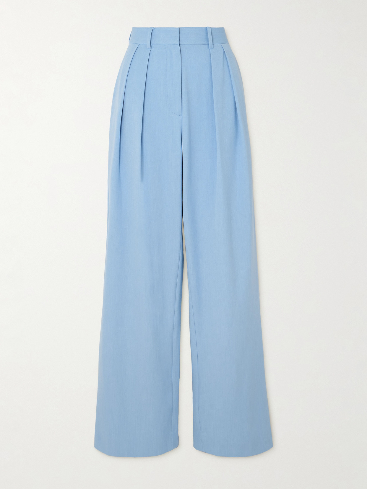 STAUD - Luisa Pleated Woven Wide-leg Pants - Blue