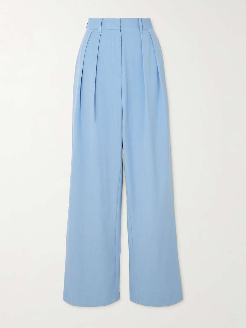 Staud Luisa Pleated Woven Wide-leg Pants