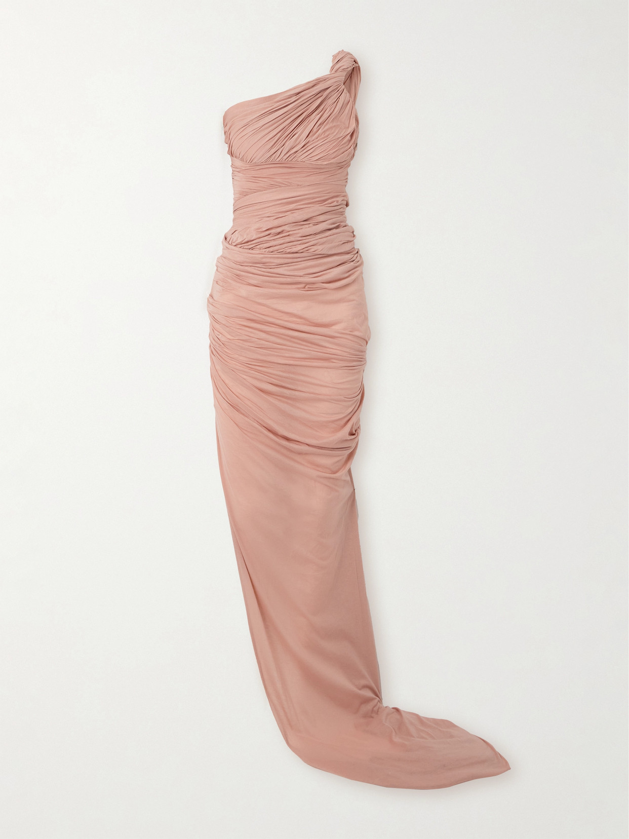 Shop Rick Owens Lido One-shoulder Draped Cotton-jersey Gown In Pink