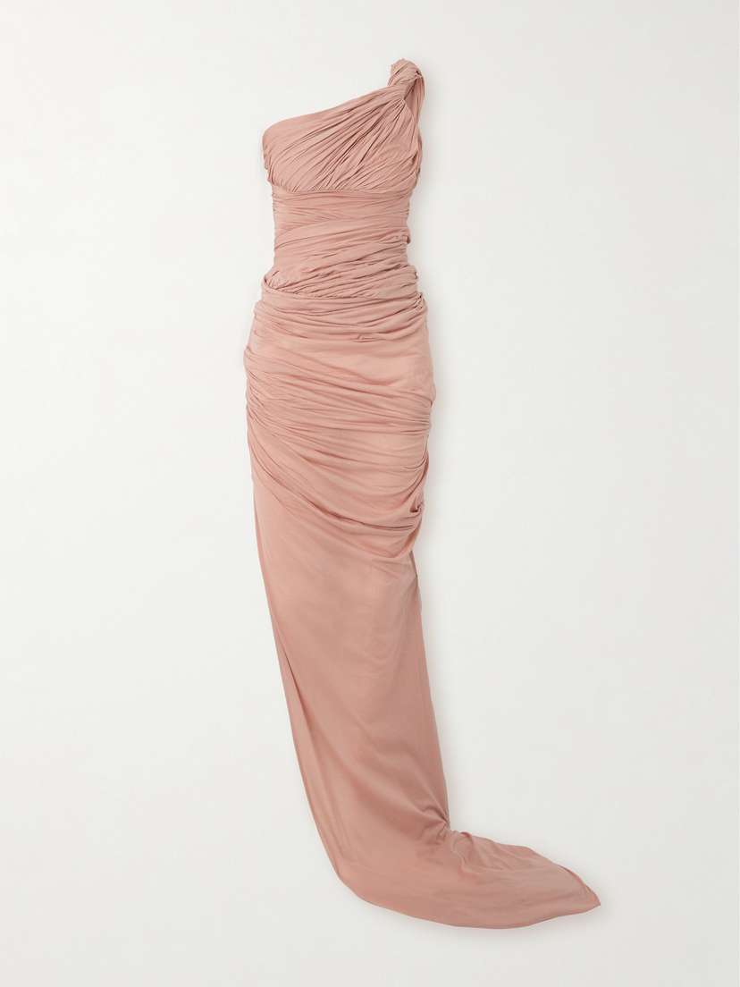 Rick Owens Lido One-shoulder Draped Cotton-jersey Gown