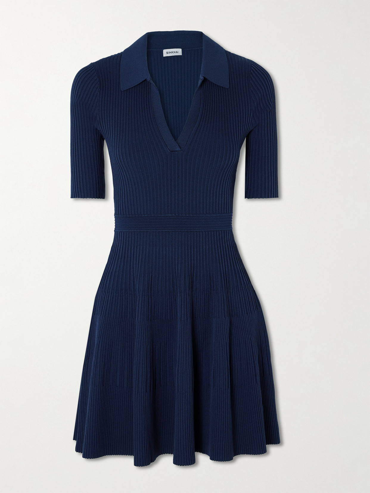 Simkhai Patricia Ribbed-knit Mini Dress In Blue