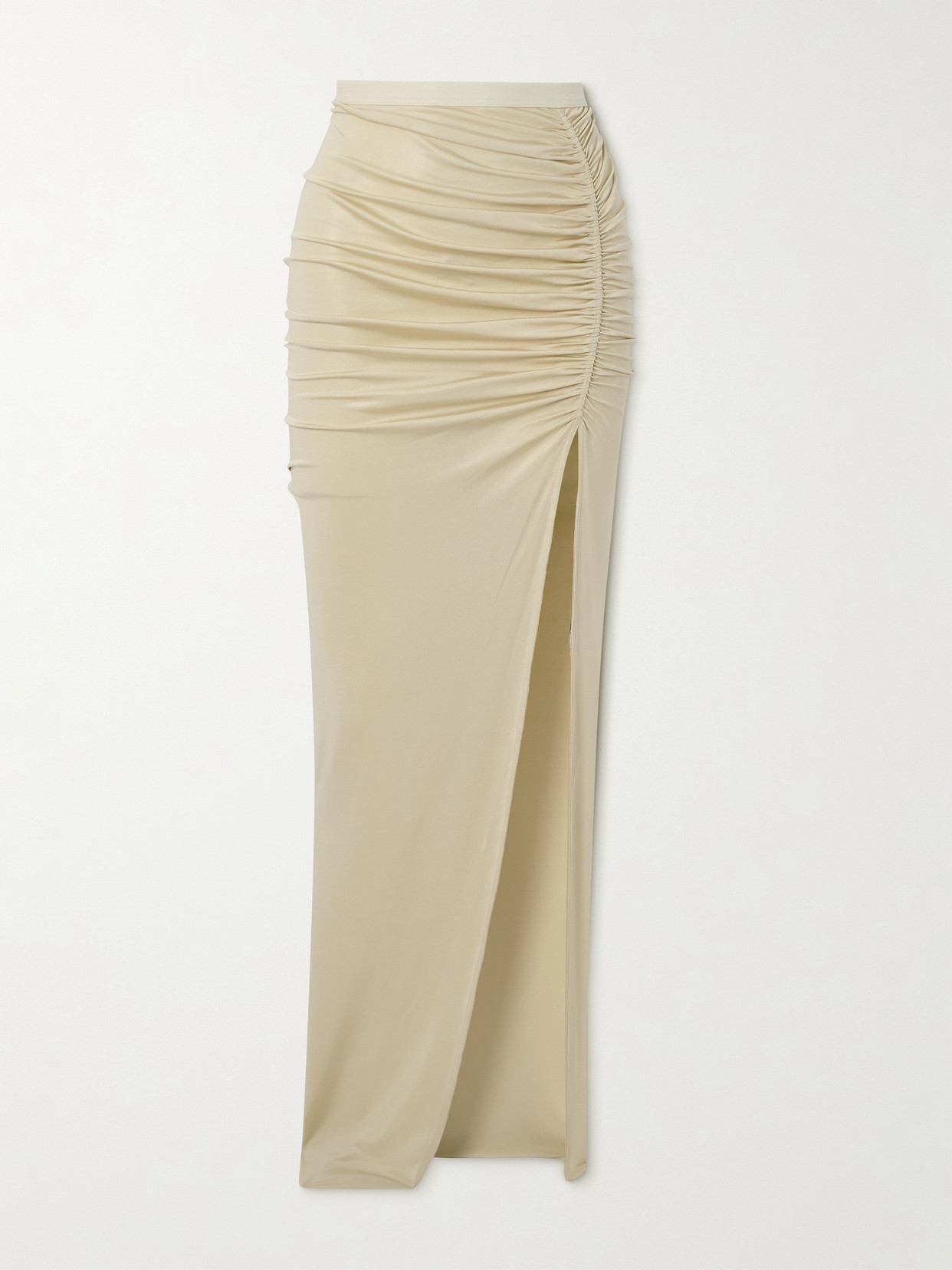 Rick Owens Svita Gathered Stretch-satin Maxi Skirt In Neutrals