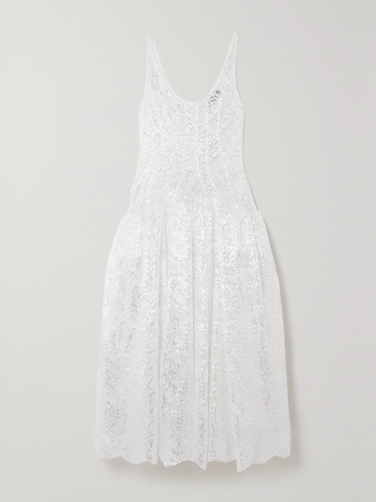 Simone Rocha Metallic Lace Midi Dress In Silver