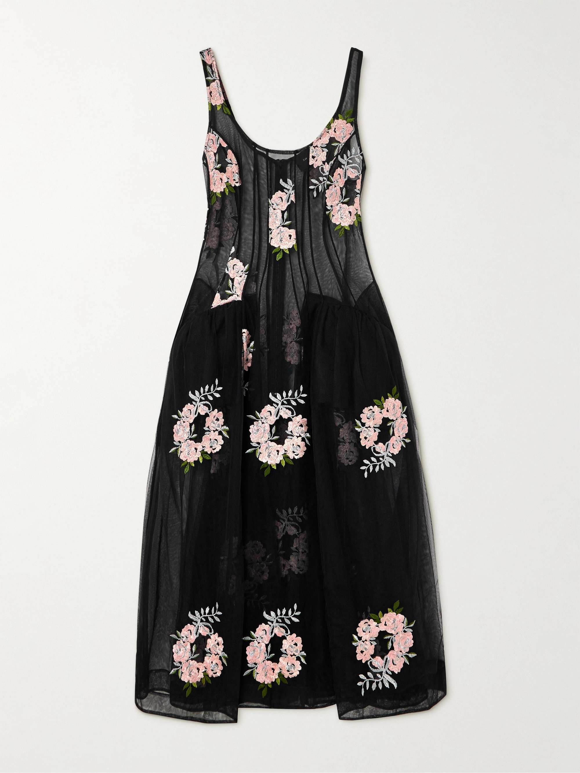 SIMONE ROCHA Embroidered tulle midi dress | NET-A-PORTER