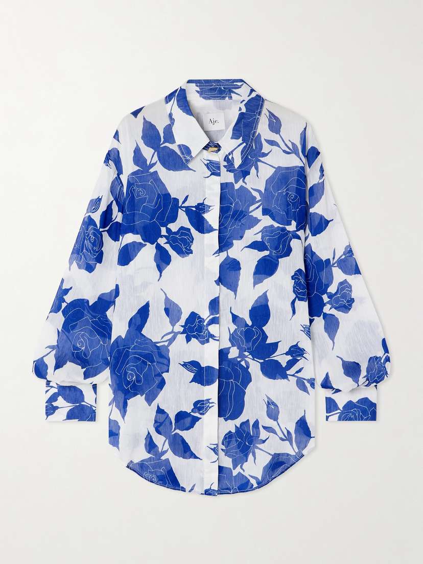 Aje Belonging Oversized Floral-print Linen Shirt - UK 14