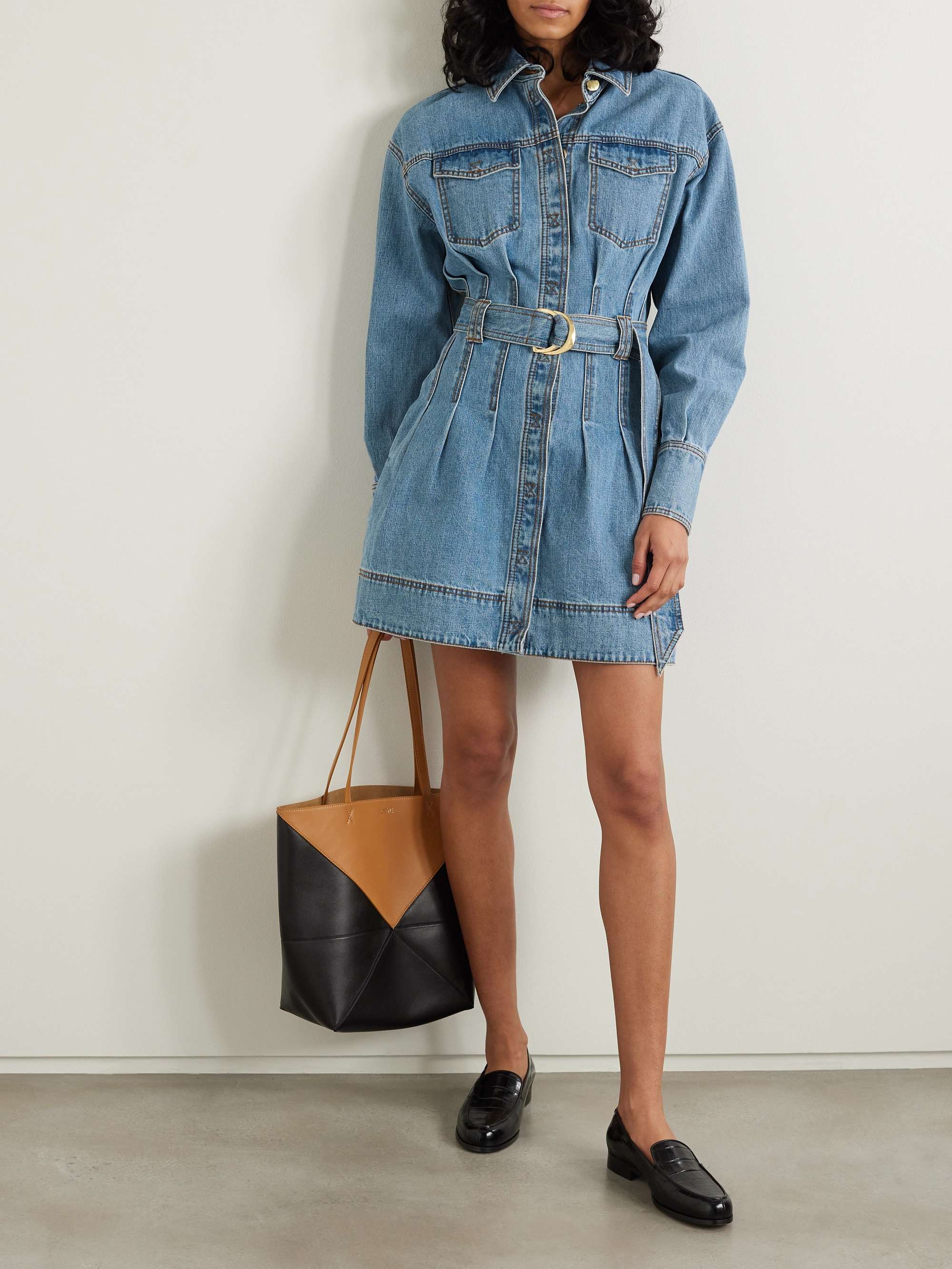 Aradia belted denim mini shirt dress