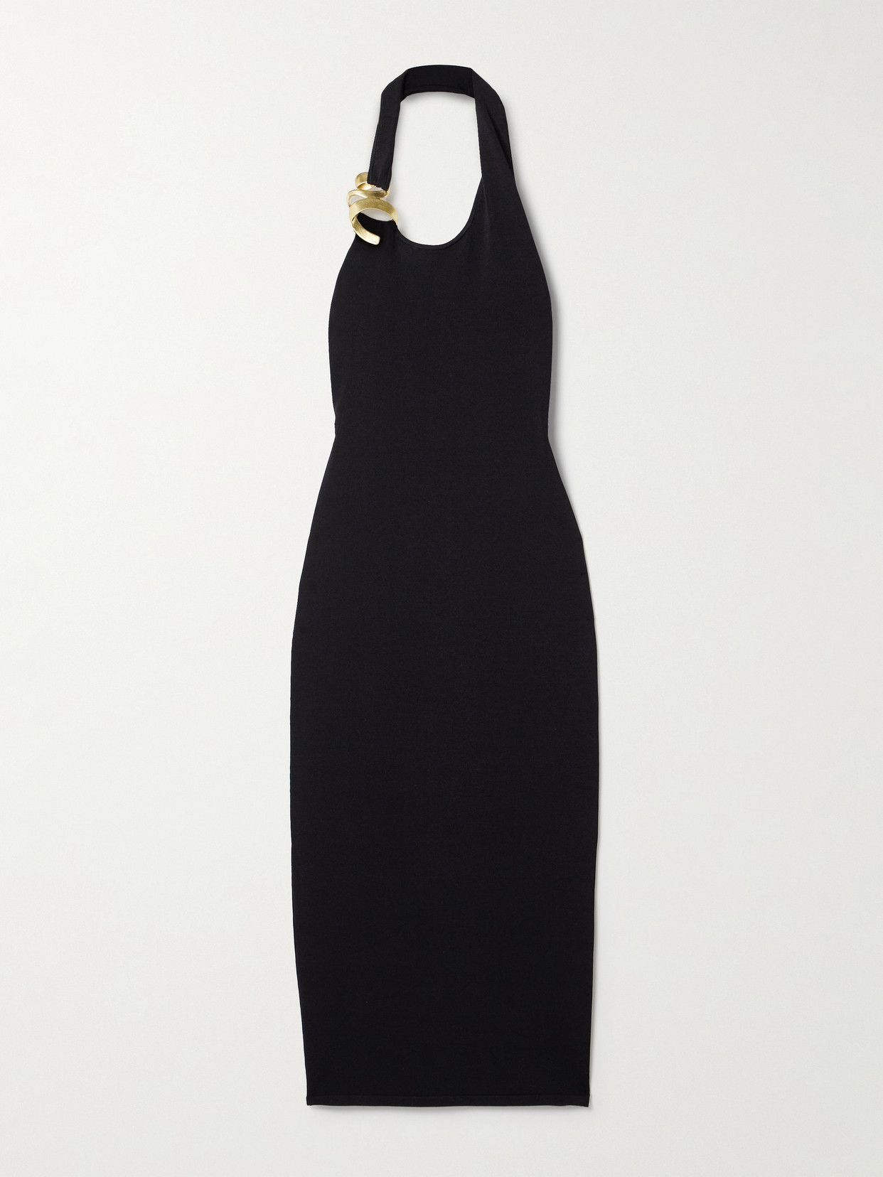 Aje Enigma Embellished Stretch-knit Halterneck Midi Dress In Black