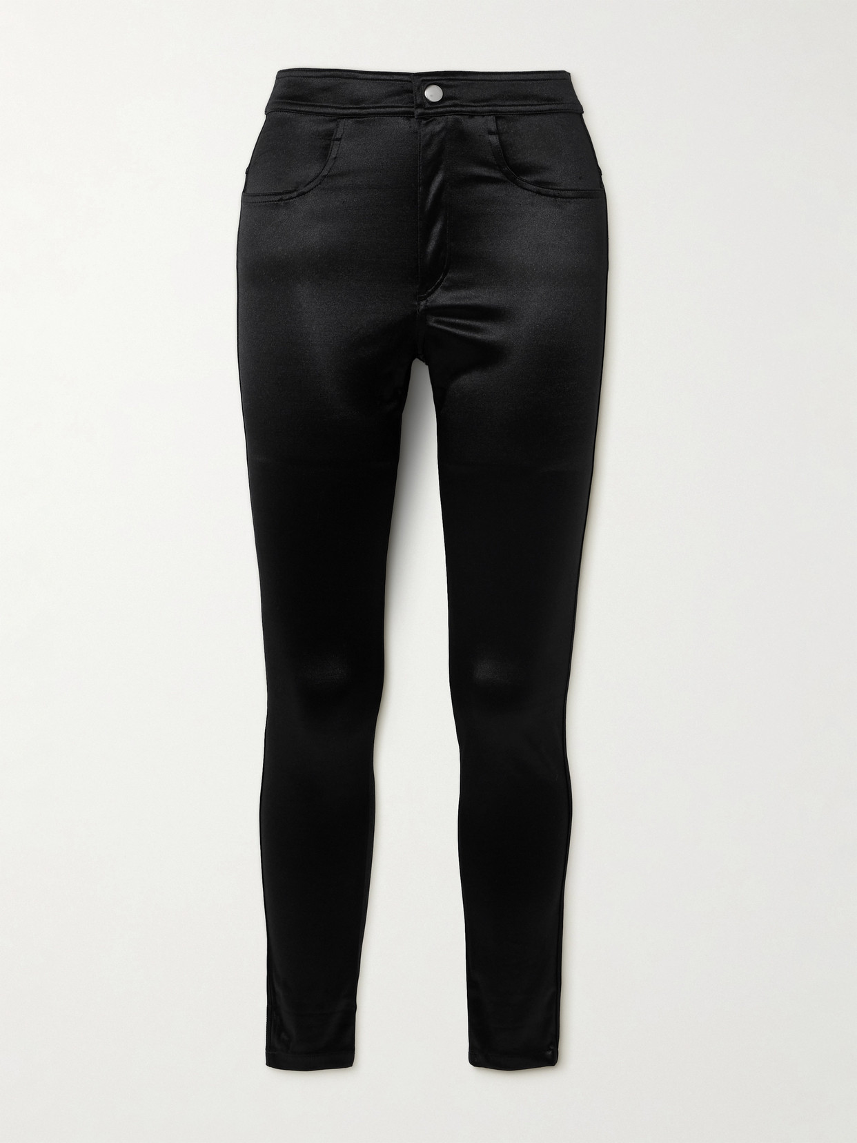 Isabel Marant Erna Metallic Stretch-satin Skinny Trousers In Black