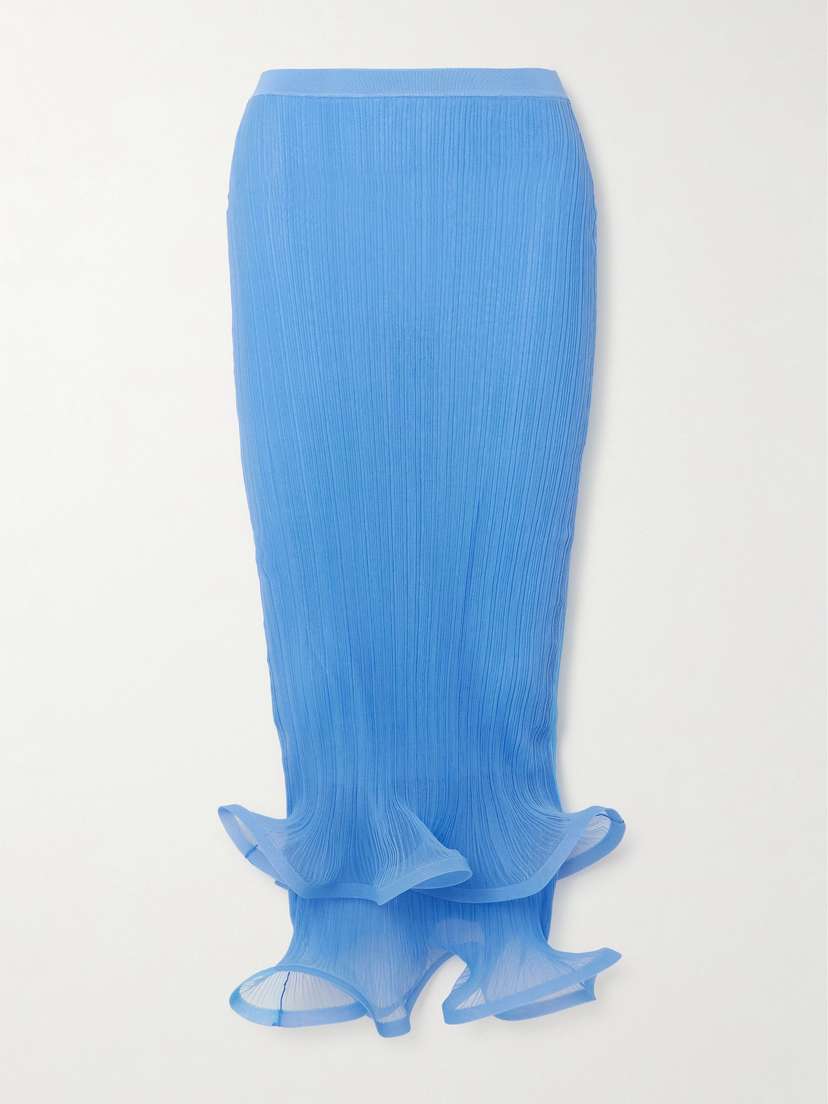 Simkhai Kelso Layered Ribbed Mesh Midi Skirt - x large