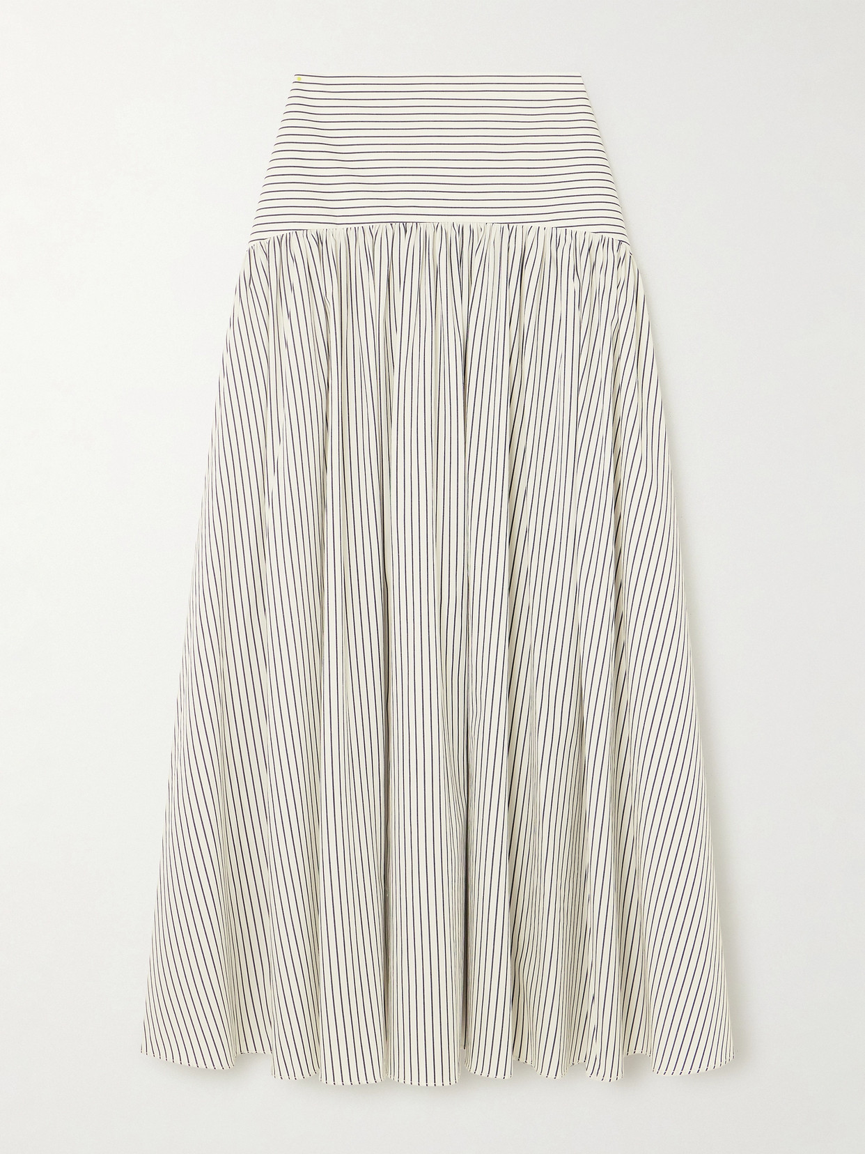 STAUD PROCIDA PANELED STRIPED STRETCH-COTTON POPLIN MAXI SKIRT