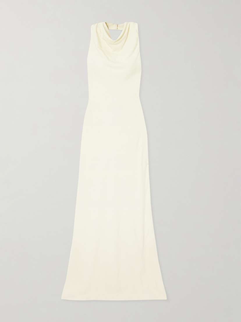 Staud Giuseppe Draped Crepe Halterneck Maxi Dress