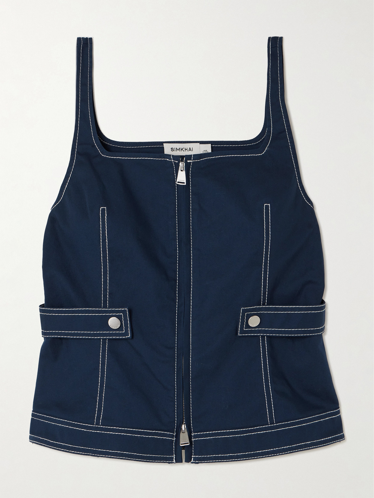 Simkhai Dolce Sleeveless Zip Top In Blue