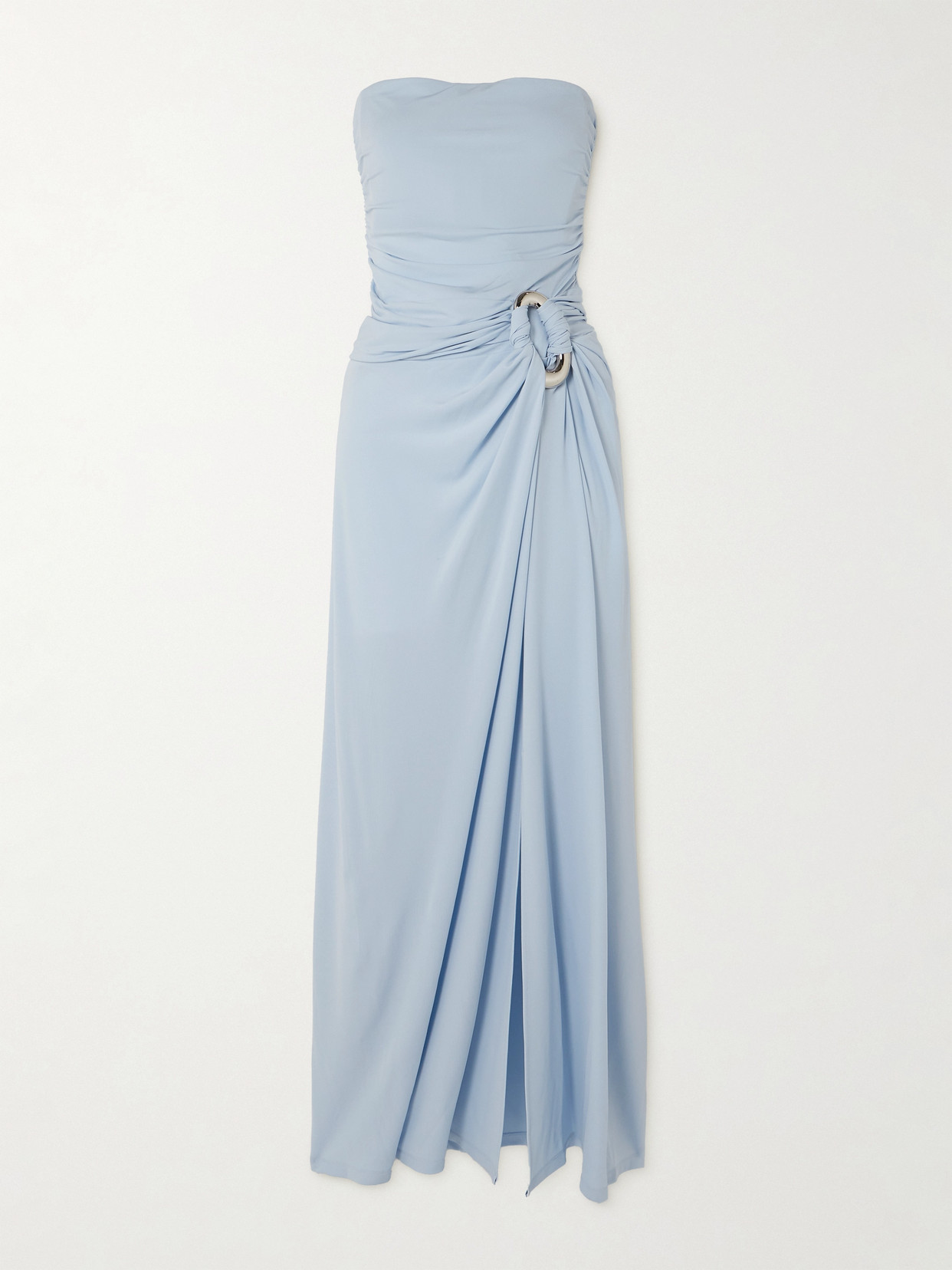 Simkhai Emma Strapless Embellished Draped Stretch-jersey Gown In Blue