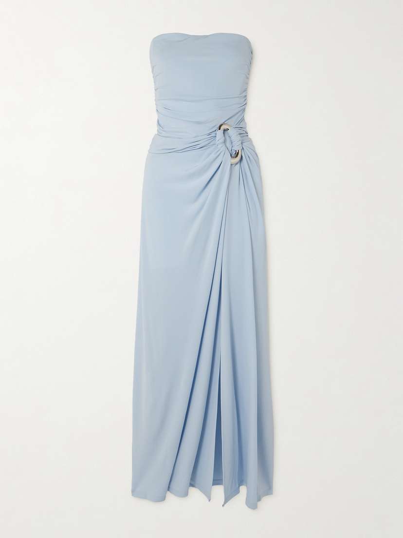 Simkhai Emma Strapless Embellished Draped Stretch-jersey Gown