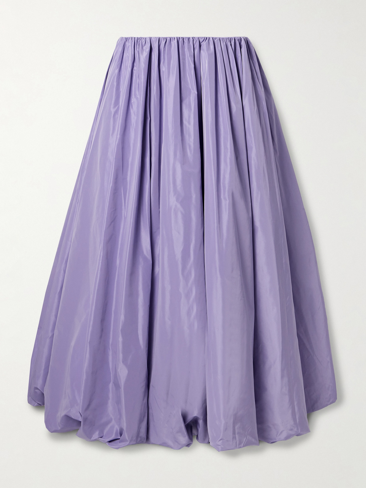 Shop Staud Bellagio Gathered Taffeta Maxi Skirt In Purple