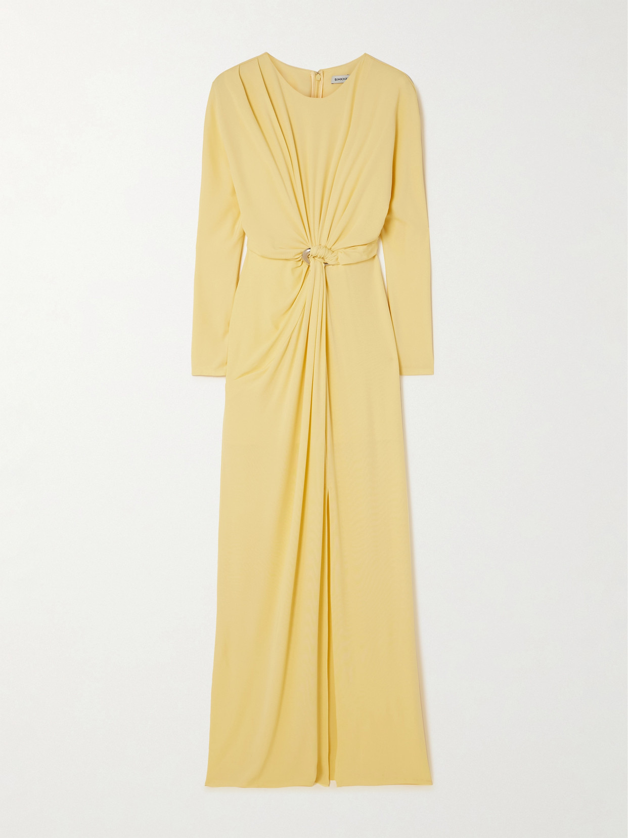 Simkhai Maisie Embellished Draped Stretch-jersey Maxi Dress In Yellow