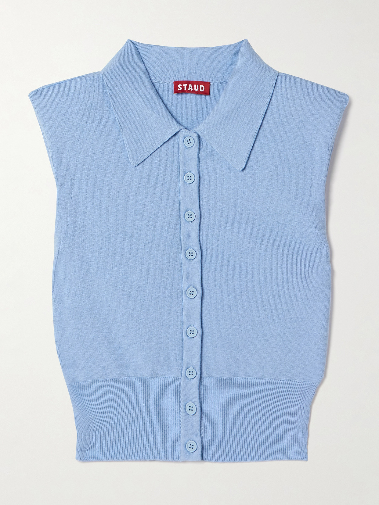 STAUD - Nola Cropped Cotton-blend Sweater - Blue
