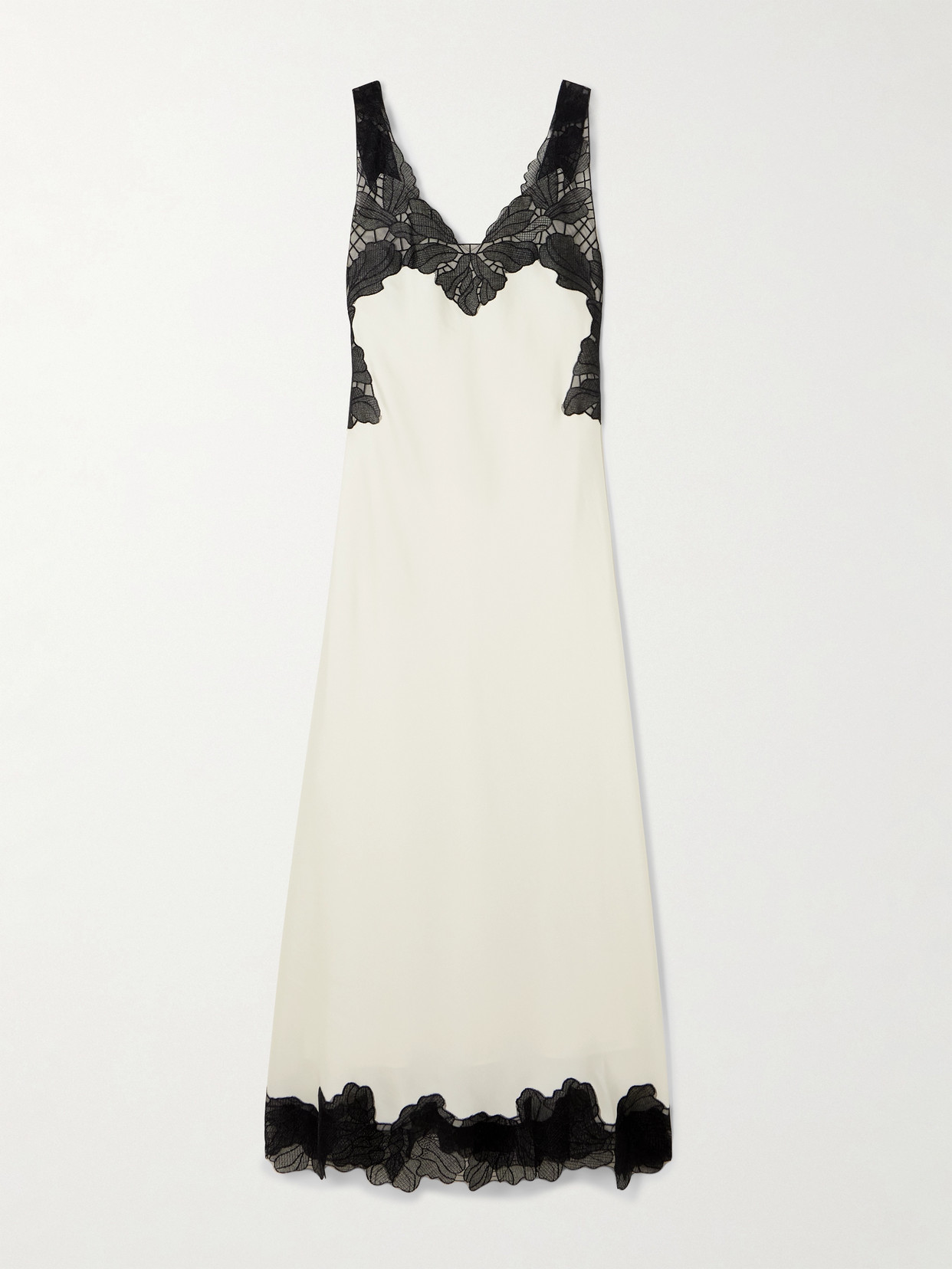 Shop Simkhai Gwynn Corded Lace-trimmed Satin Maxi Dress In Ivory