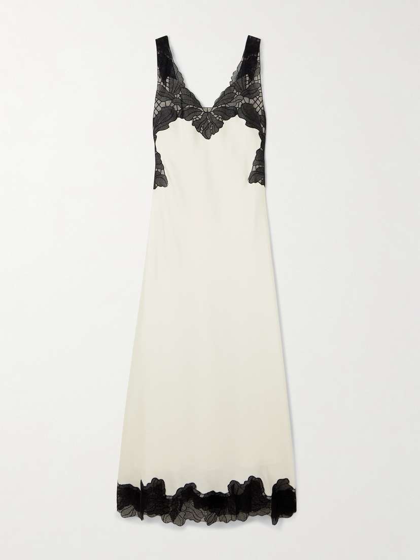 Simkhai Gwynn Corded Lace-trimmed Satin Maxi Dress